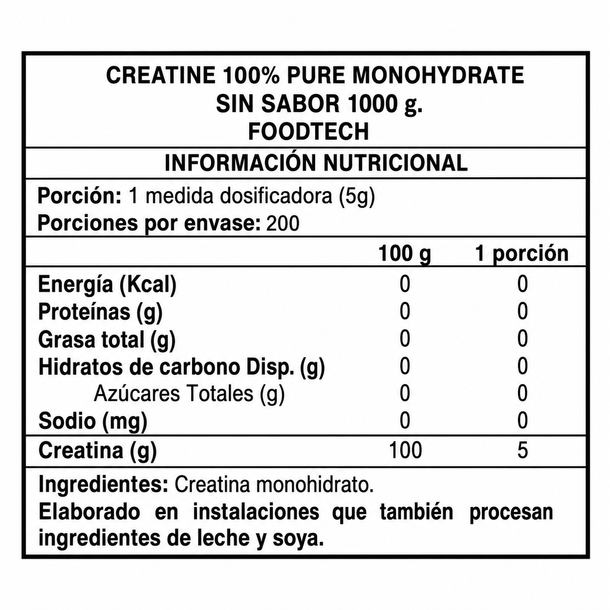 Foodtech - Creatina Monohidratada 1000 g